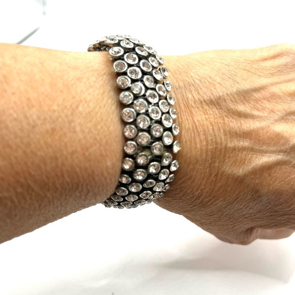 Vintage Silver and Rhinestone Bracelet - Picture 8 of 12